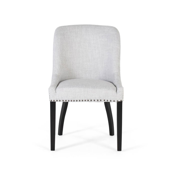 GINER Y COLOMER Lot de chaises en tissu gris et pieds en bois noir